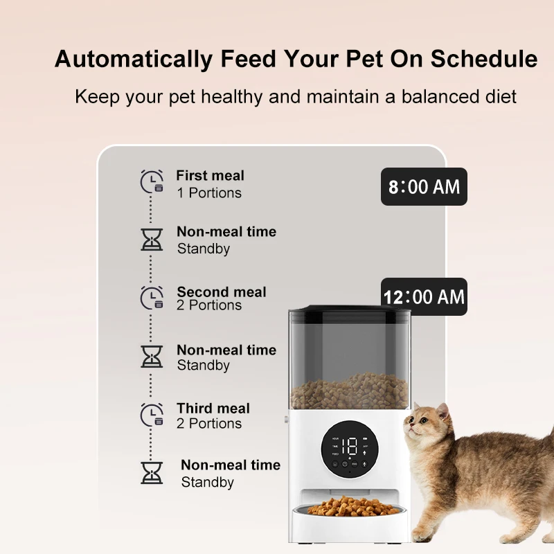 Pet 4.5L Smart Cat Feeder Wifi Mobile Phone App Remote Control Dog Food Dispenser Microchip Automatic Pet Feeder