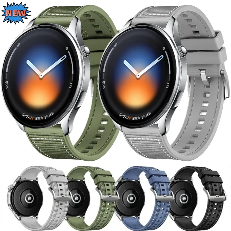 Композитный силиконовый ремешок 22 мм для Xiaomi Watch 5/S4-3-2/S4, спортивный нейлоновый браслет для OnePlus Watch 3 2 2R/OPPO Watch 4 Pro/X X2