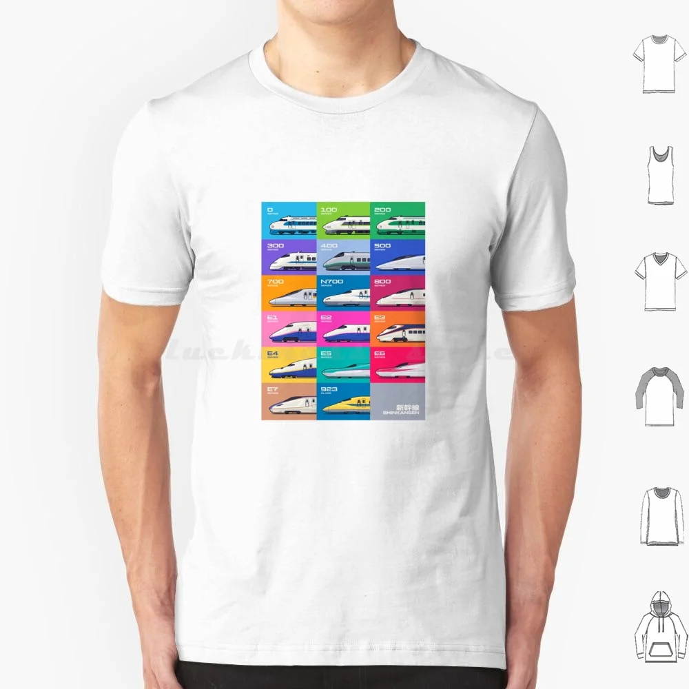 Shinkansen Bullet Train Grid Pattern T Shirt Big Size 100% Cotton Train Pattern Shinkansen Bullet Train Japan 0 Series N700