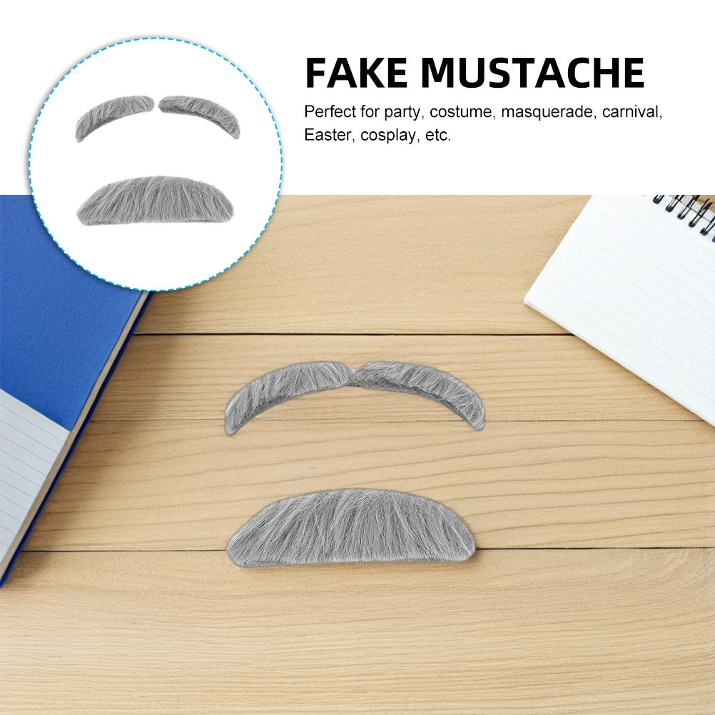 

4Sets Old Man Fake Eyebrows and Mustache Props Adhesive Realistic Costume Party Cosplay Halloween Fake Beard Beard for Men