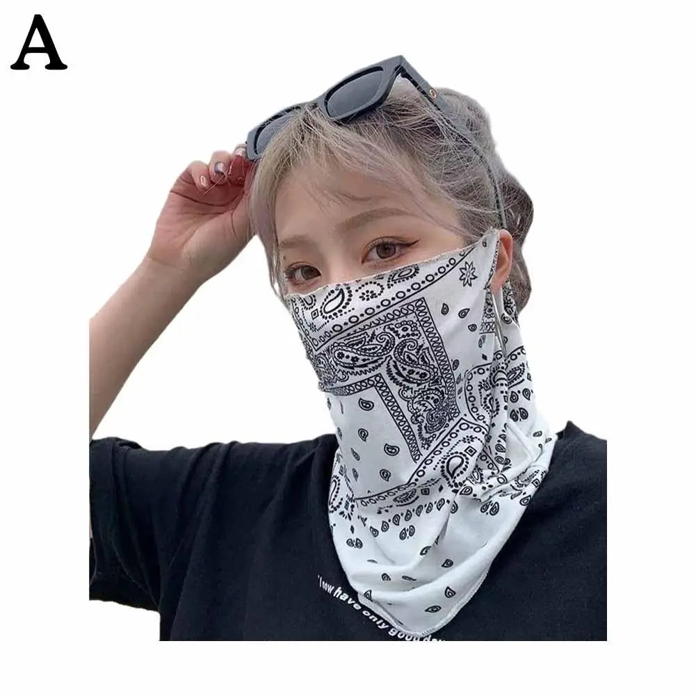 Masker tabir surya motif Punk Pria Wanita, syal Bandana bersepeda luar ruangan Hip Hop syal telinga pelindung UV leher wajah musim panas