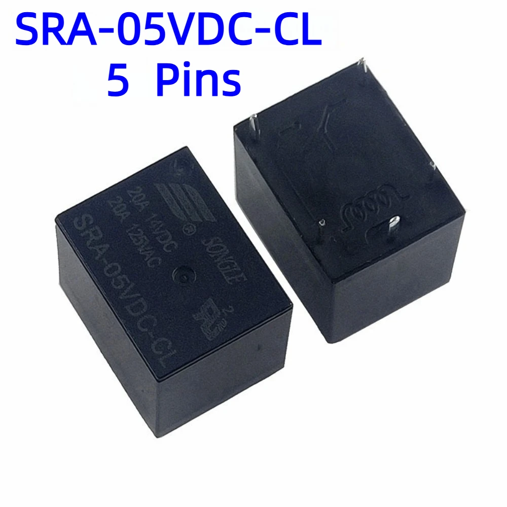 20PCS 5 Pin Relay 5V 12V 24V DC SPDT 20A Power Relay PCB Through Hole Switch Control