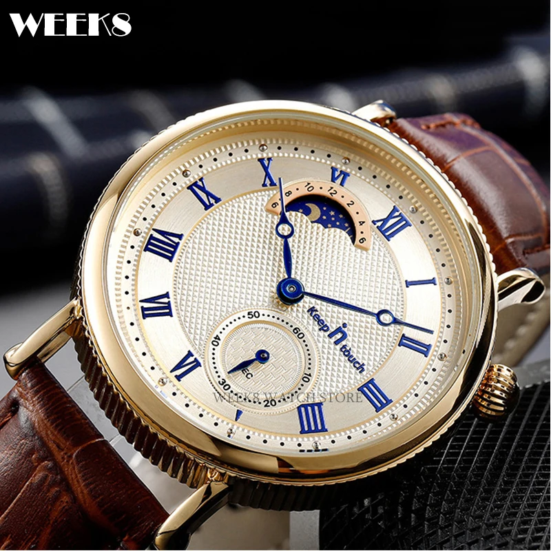 

Sun Moon Phase Men Watch Quartz Waterproof Casual Business Man Reloj Male Clock Mens Wristwatch Luxury Classic Relogio Masculin