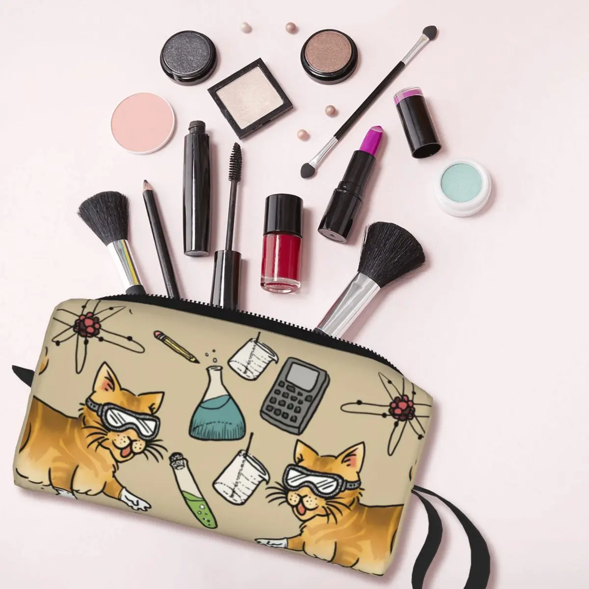 Cute Stem Cats borsa da toilette da viaggio per le donne scienza chimica trucco biologico borsa cosmetica Beauty Storage Dopp Kit