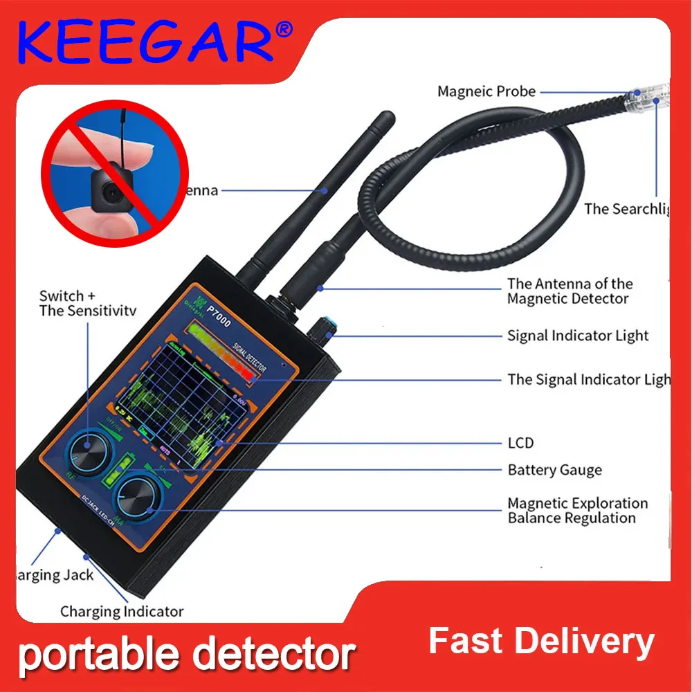 

GPS Detector Bug RF Signal Anti Tracking Strong Magnetic Wireless Audio GPS Spy Hidden Camera Finder security-protection Detect