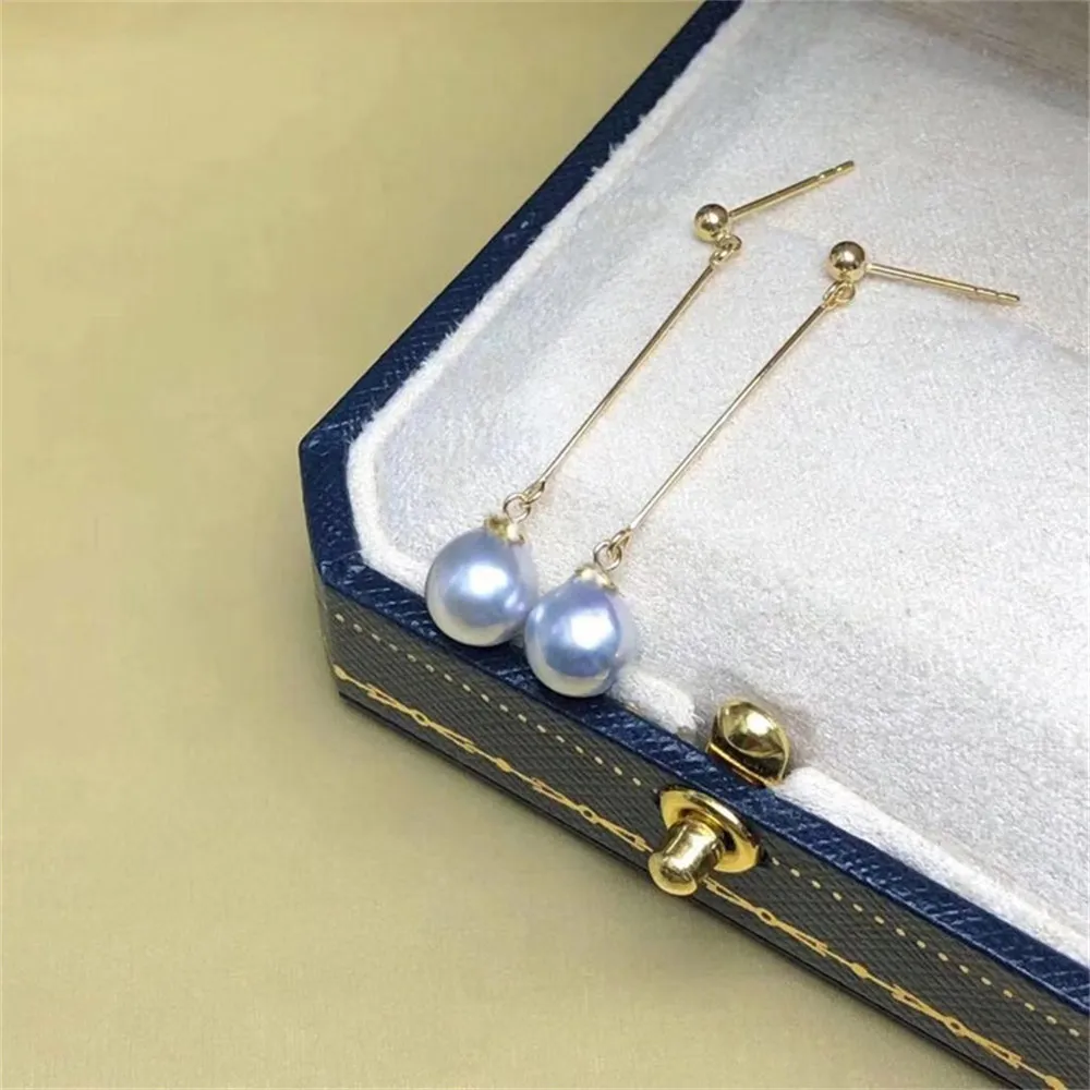 

DIY Pearl Accessories S925 Silver Ear Line Empty Holder Simple and Versatile Earring Empty Holder Paired Fit 7-10mm Round Beads