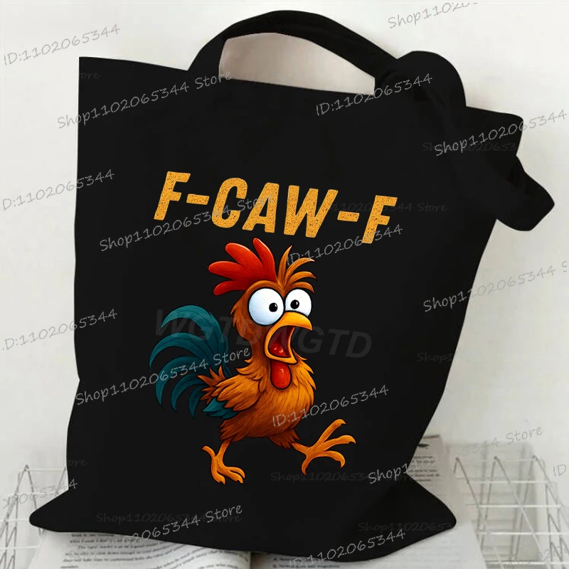 F-CAW-F poulet toile sac fourre-tout Harajuku Animal femmes hommes grande capacité sac à provisions F-CAW-F poulet sac à bandoulière 2025 nouveau