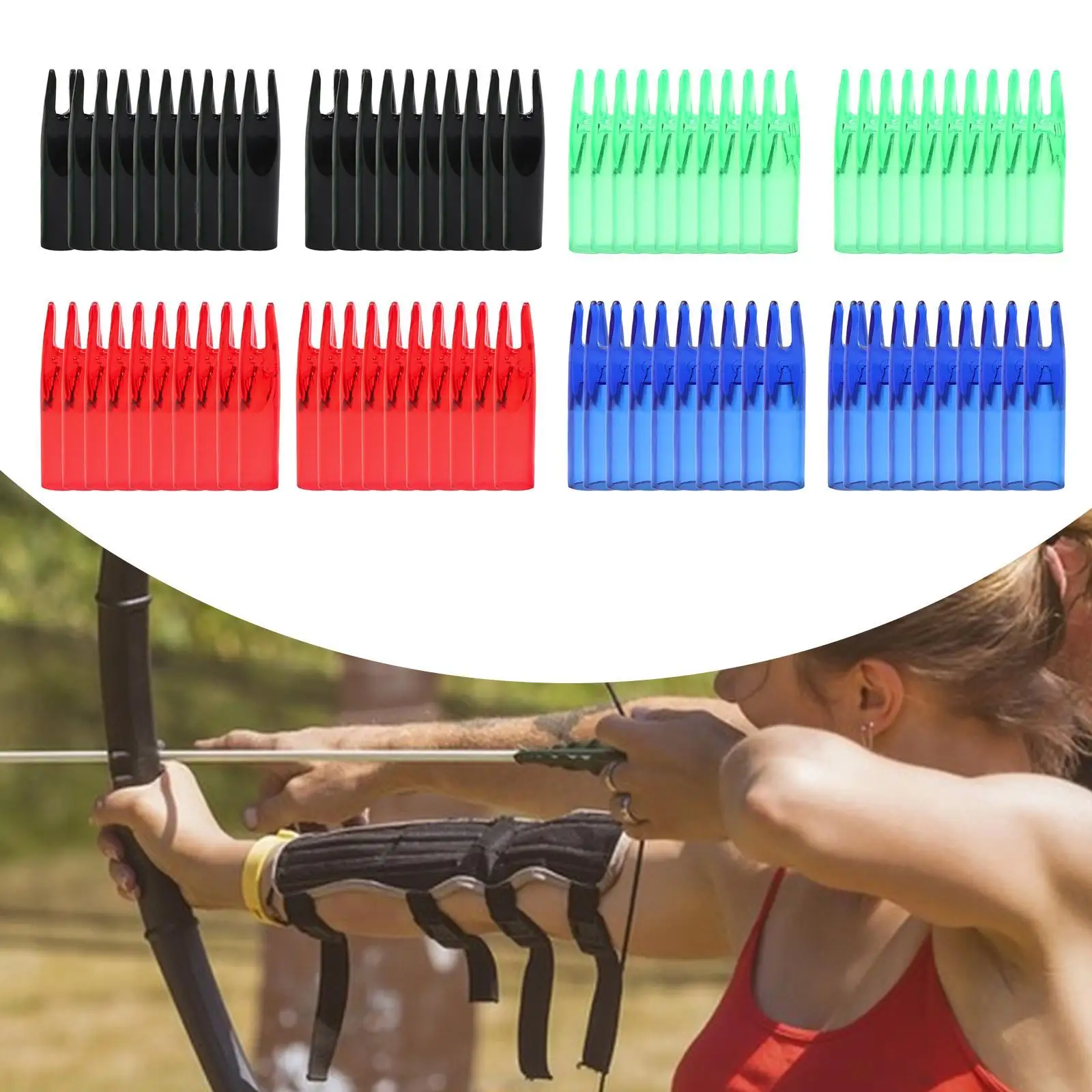 50Pcs Archery Arrow Nocks Arrow Shaft Nocks Compound Bow Arrow Nocks Tail End Nocks Replace for Outdoor Sports Practice Hunting