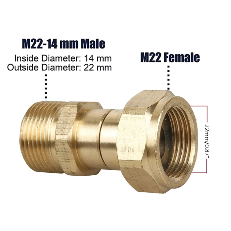 LXAF Adaptador para lavadora a presión M22, conector junta giratoria 14mm, fácil instalar, 2 uds.