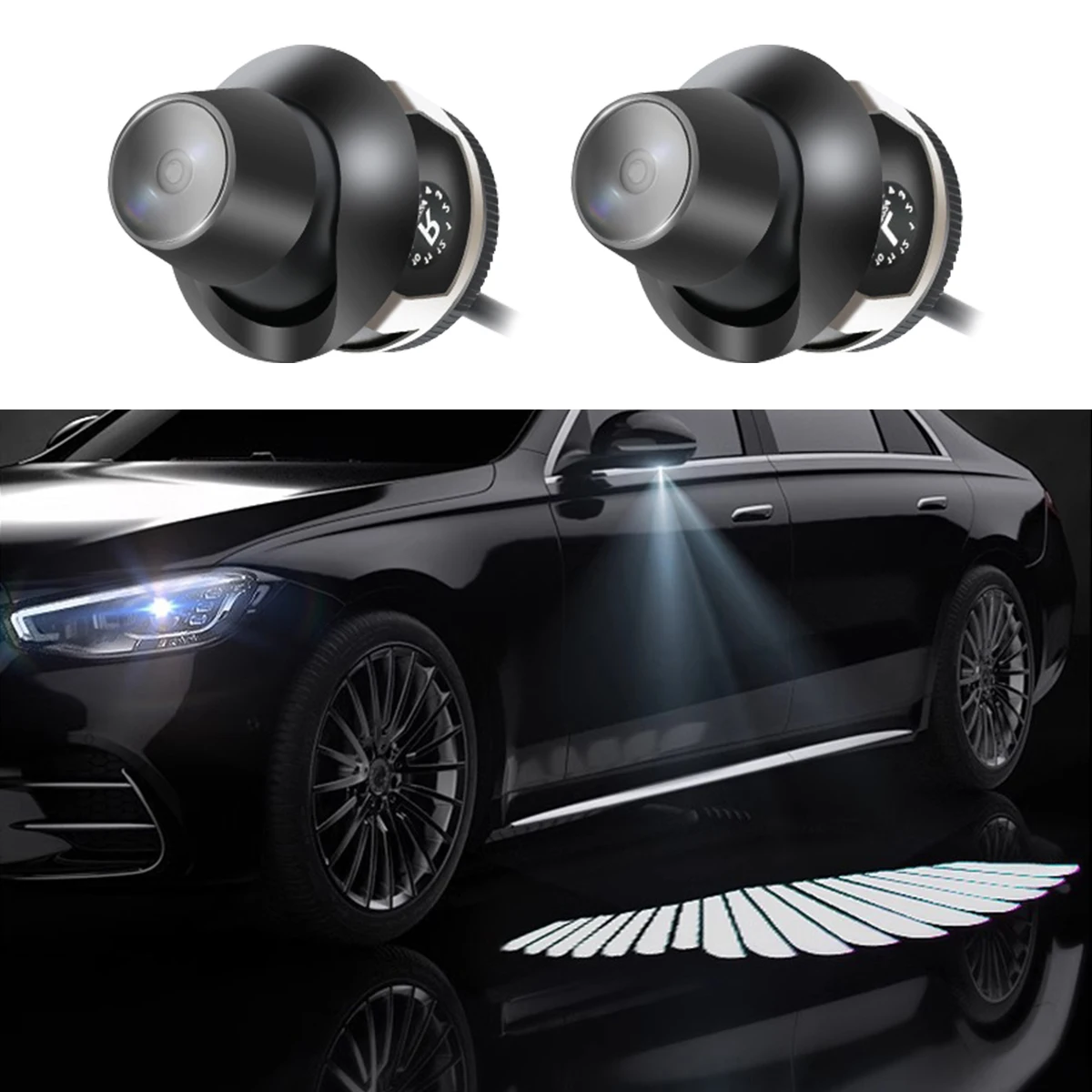 

Car Angel Wings Wireless Car Door LED Rear mirror Welcome Courtesy Shadow Projector Lamp Carpet Projection For Benz Toyota 12v