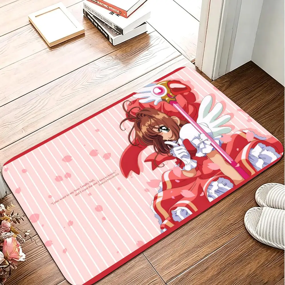 Anime C-Cardcaptor S-Sakura Floor Mat Flannel Rug Soft Non Slip Washable Door Mat For Bathroom Bedroom Kitchen Home Decor