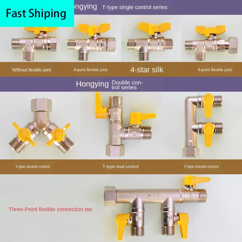 Water Flow Valve Three-way, One In and Two Out, Car Wash Water Pipe Washer