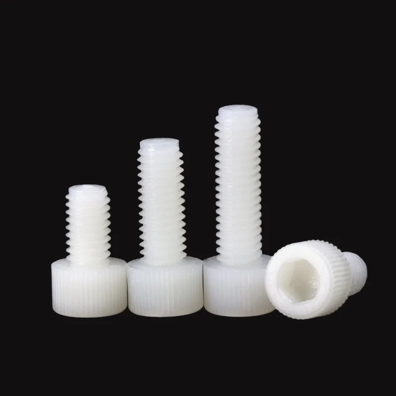 Black / White Nylon hexagon head screw, m3 M4 M5 M6 M8 M10, 5 to 50 pieces, knurled plastic insulated bolt