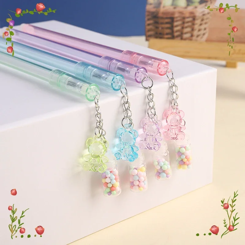 

Wholesale Creative Cartoon Bear Drift Bottle Pendant Erasable Gel Pen Small Fresh and Lovely Pendant Signature Kwaii Stationery