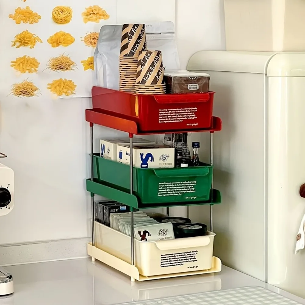 

Desk Storage Box Kitchen Seasoning Organizer Living Room Dopamine Color Scheme Cup Container Bathroom Toiletries Storage Rack