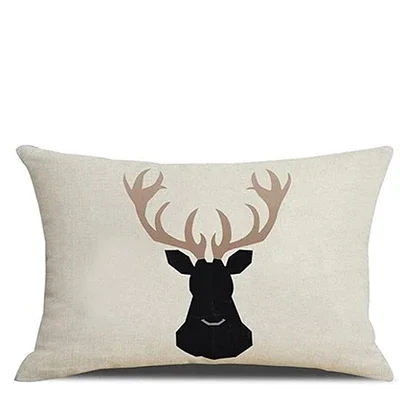 Pillowcase Elk waist pillowcase rectangular rectangular animal pillowcase linen decorative cushion cover sofa 30X50cm