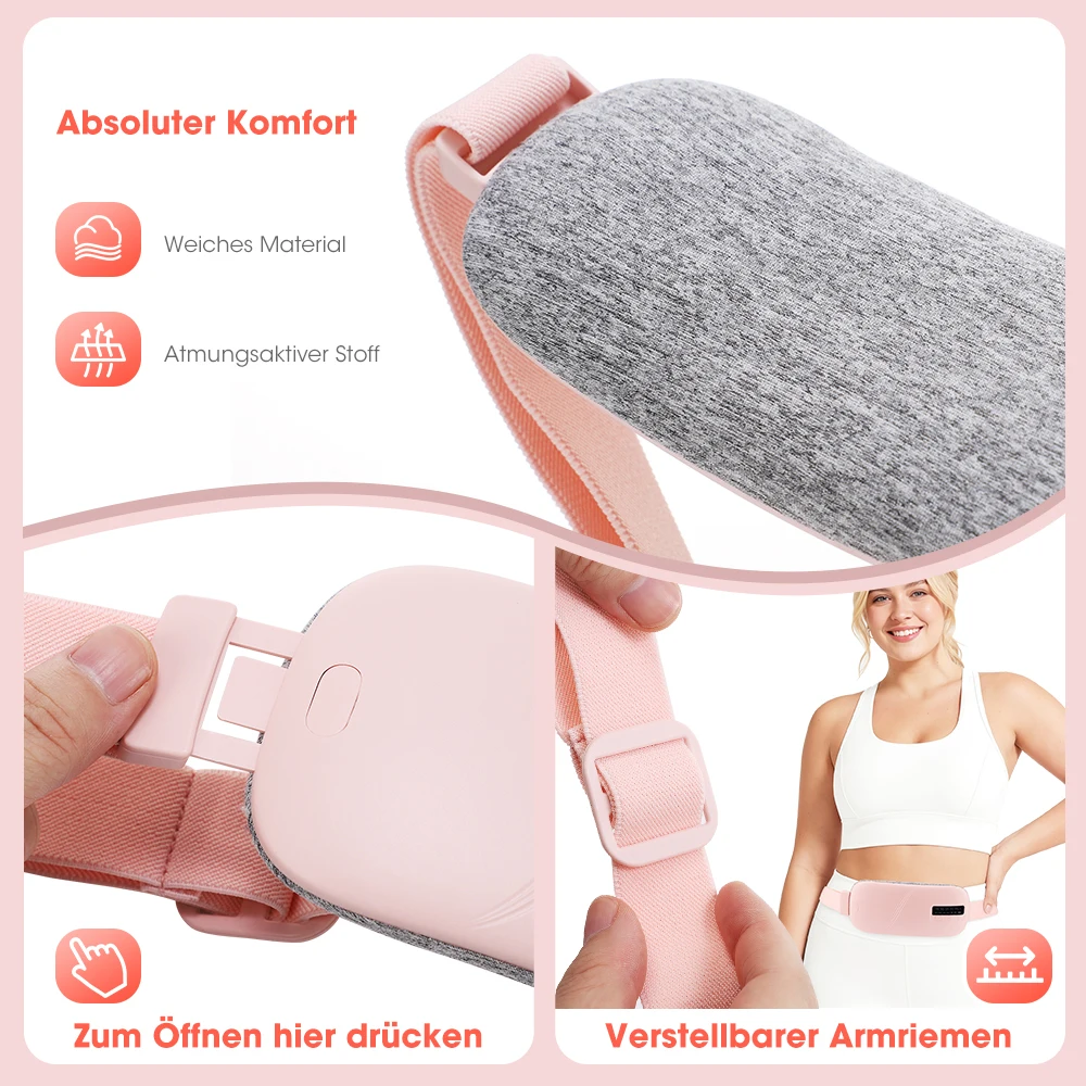 Portable USB Abdominal Heating Pad with 5 Heat Levels 4 Vibration Modes, Cordless Rechargeable Belt for Warmth and Comfort