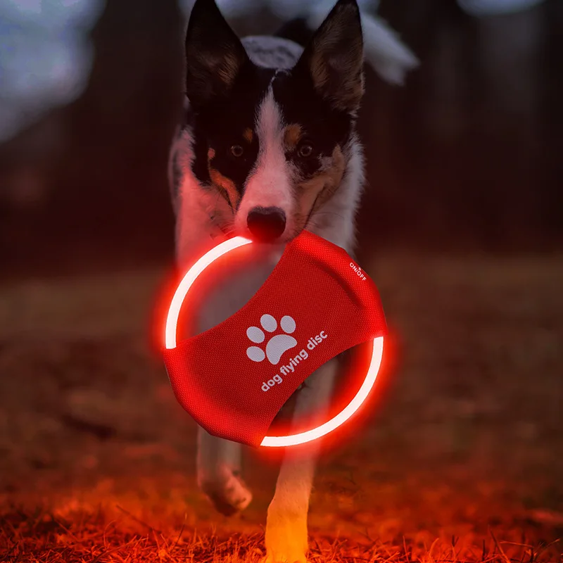 Pet Luminous Products Led Charging Frisbee Dog Training Toy Frisbee Interactive Toy Game Frisbee Dog Toy Bite Resistant Material