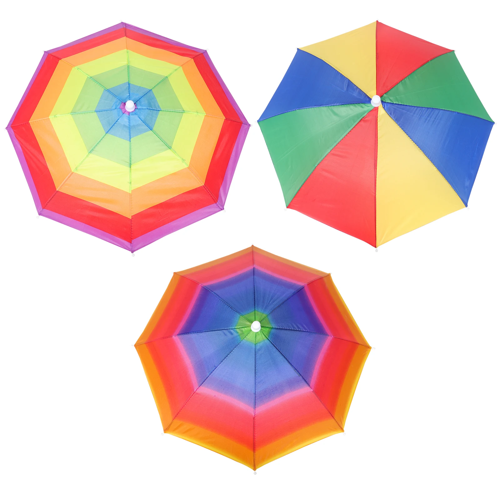 

3 Pcs Umbrella Hat Adjustable Elastic Band Hands Free Fishing Umbrella Outdoor Activities Striped Durable