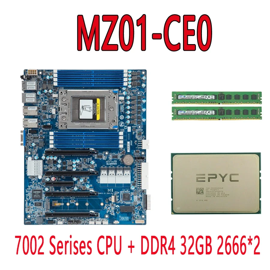 MZ01-CE0 REV.2.X Motherboard+ DDR4 32G 2666Mhz + AMD EPYC 7502P 7452 7402 7402P 7352 7302 7302P 7282 7272 7262 7252 7232P CPU