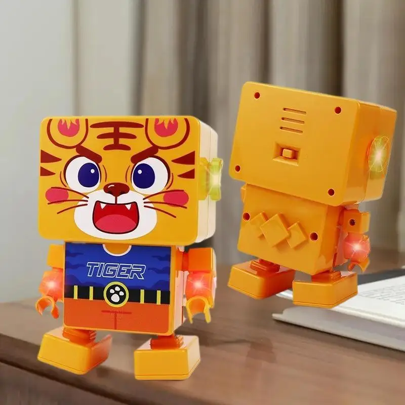 Unieke vorm 2 versnellingsschakelaars Kinderspeelgoed voor 3+ dansende beer Aap Tijger: 1 stuks met verlichtende en dansende robotmodus