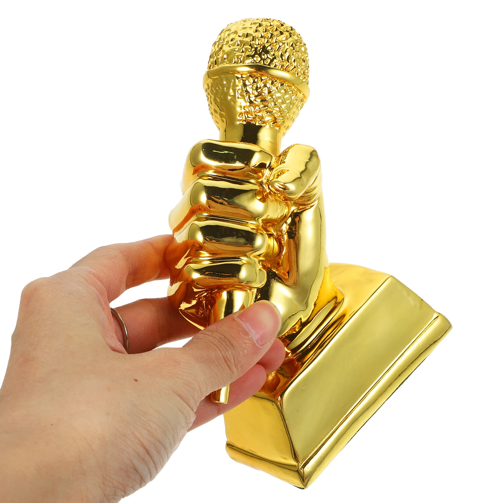 

Golden Microphone Resin Singing Competition Award Kids Trophy High Quality Classroom Party DecorCompetition Trophy