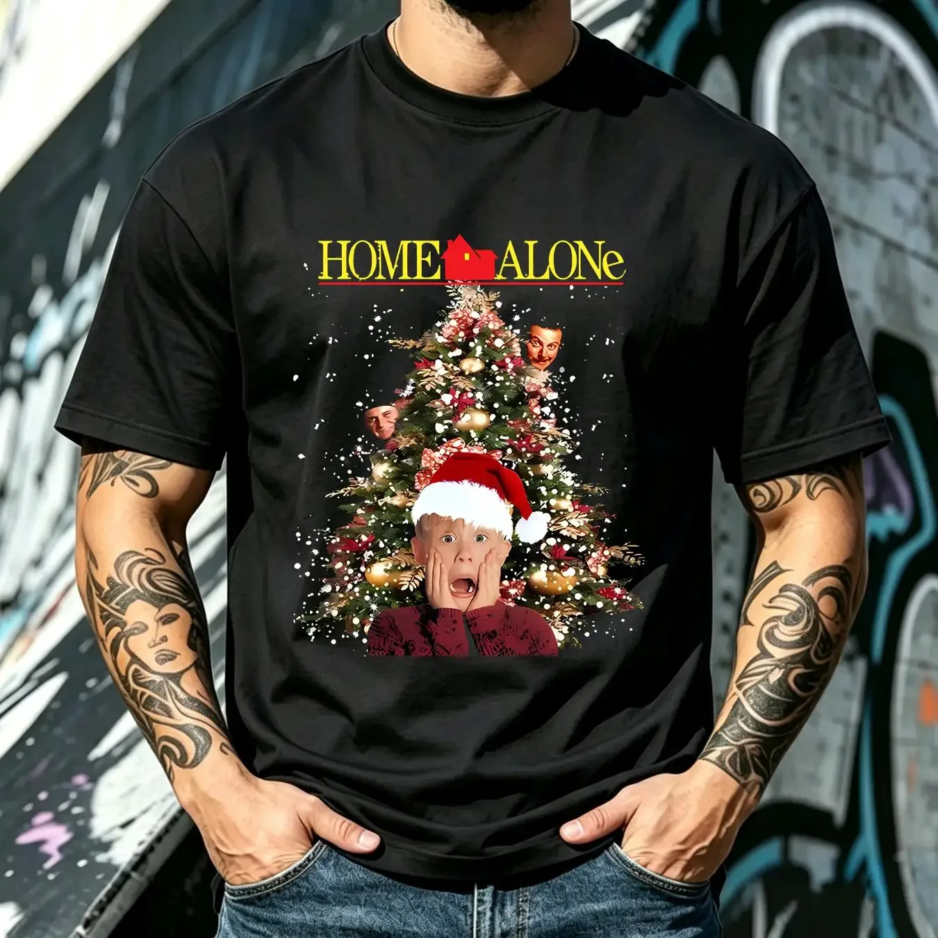 washed T Shirt Home Alone Kevin Mccallister Wet Bandits Be On The Lookout S 3XL vintage Washed designer clothes fashion graphic