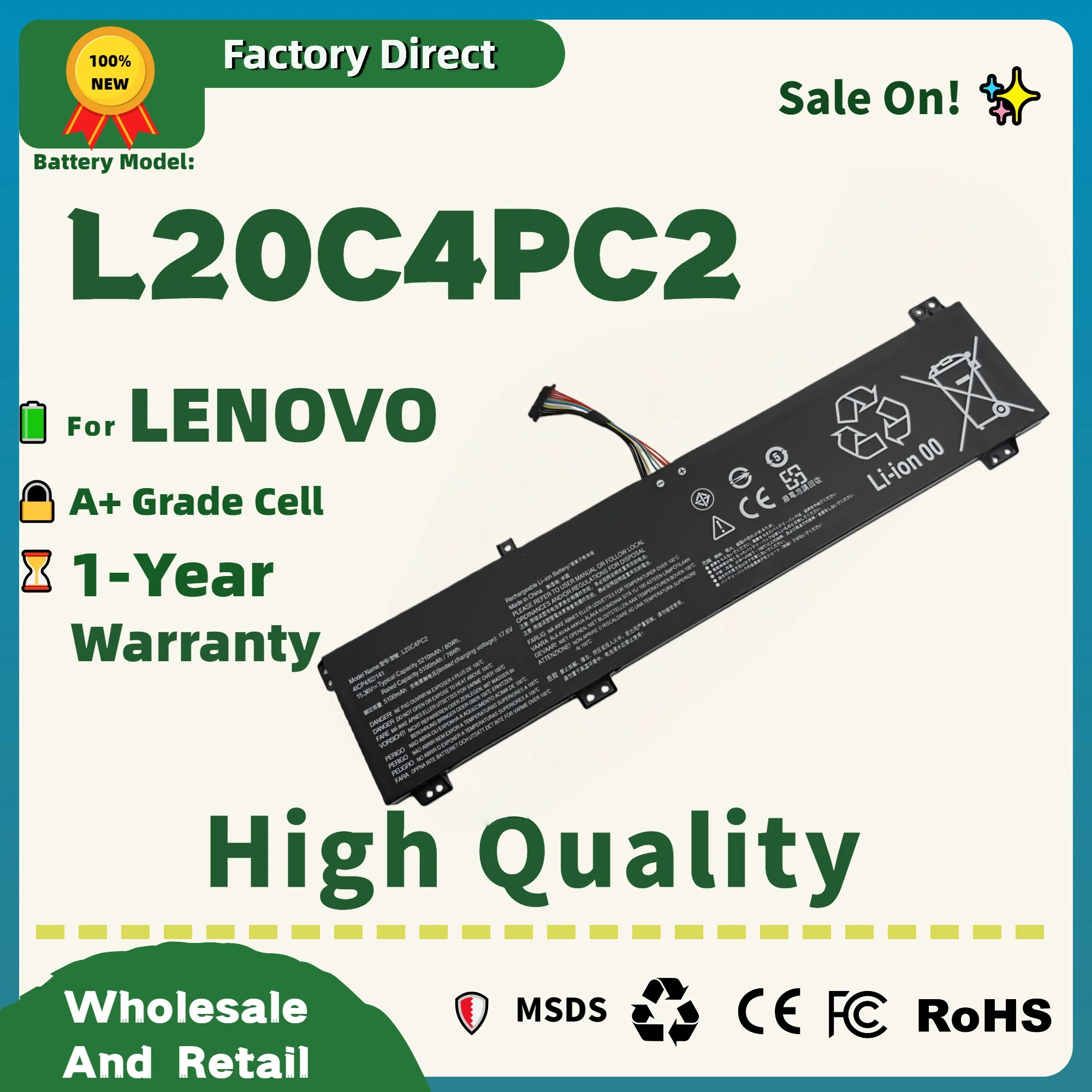 

Прямая продажа с фабрики! L20C4PC2 L20M4PC2 Аккумулятор для ноутбука 5B11B53885/5B11B53889/SB11B53887 Замена для Lenovo Legion 5-17ITH6/5-17IT