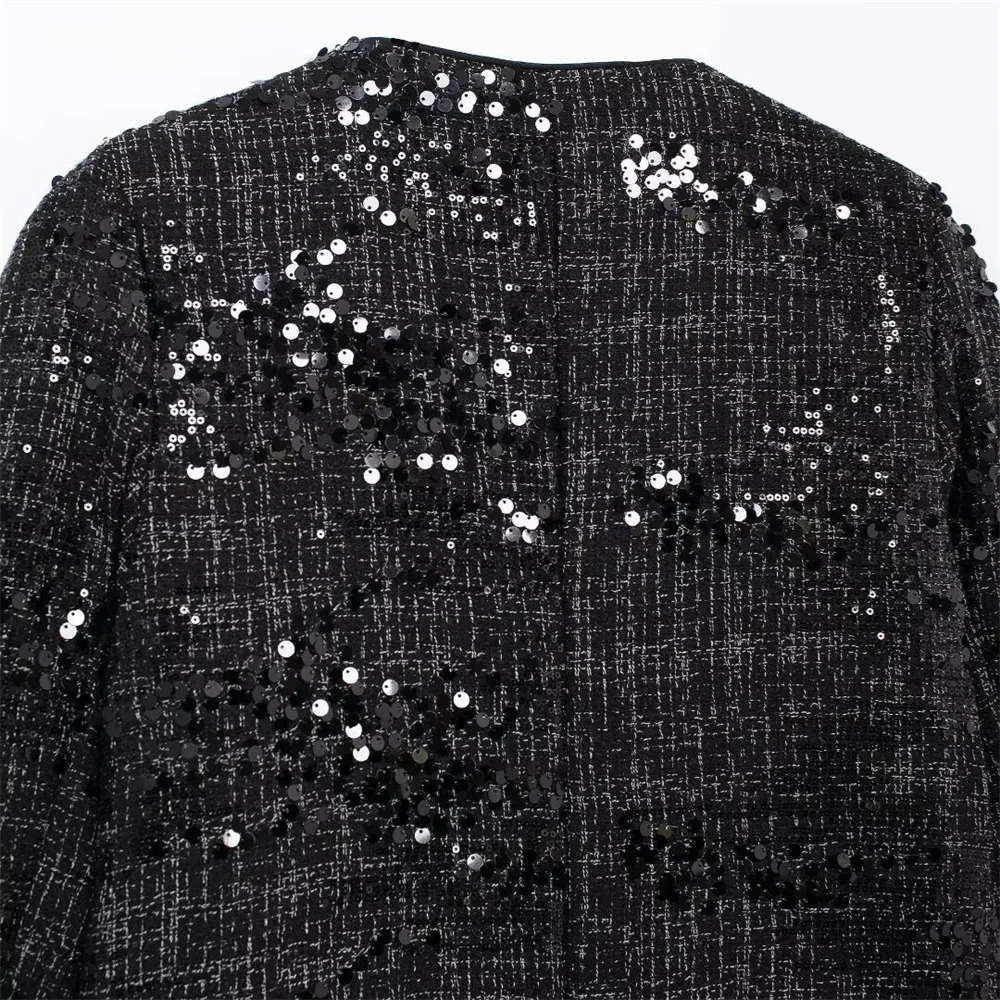 UNIZERA 2024 Autumn/Winter New Product Casual Women\'s Clothing Design Versatile Glitter Diamond Button Long Sleeve Jacket