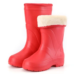 Heating High Rain Shoes Ladies Anti Skid EVA Plus Cotton Rain Boots Three Anti Labor Protection Waterproof Shoes Snow Boots