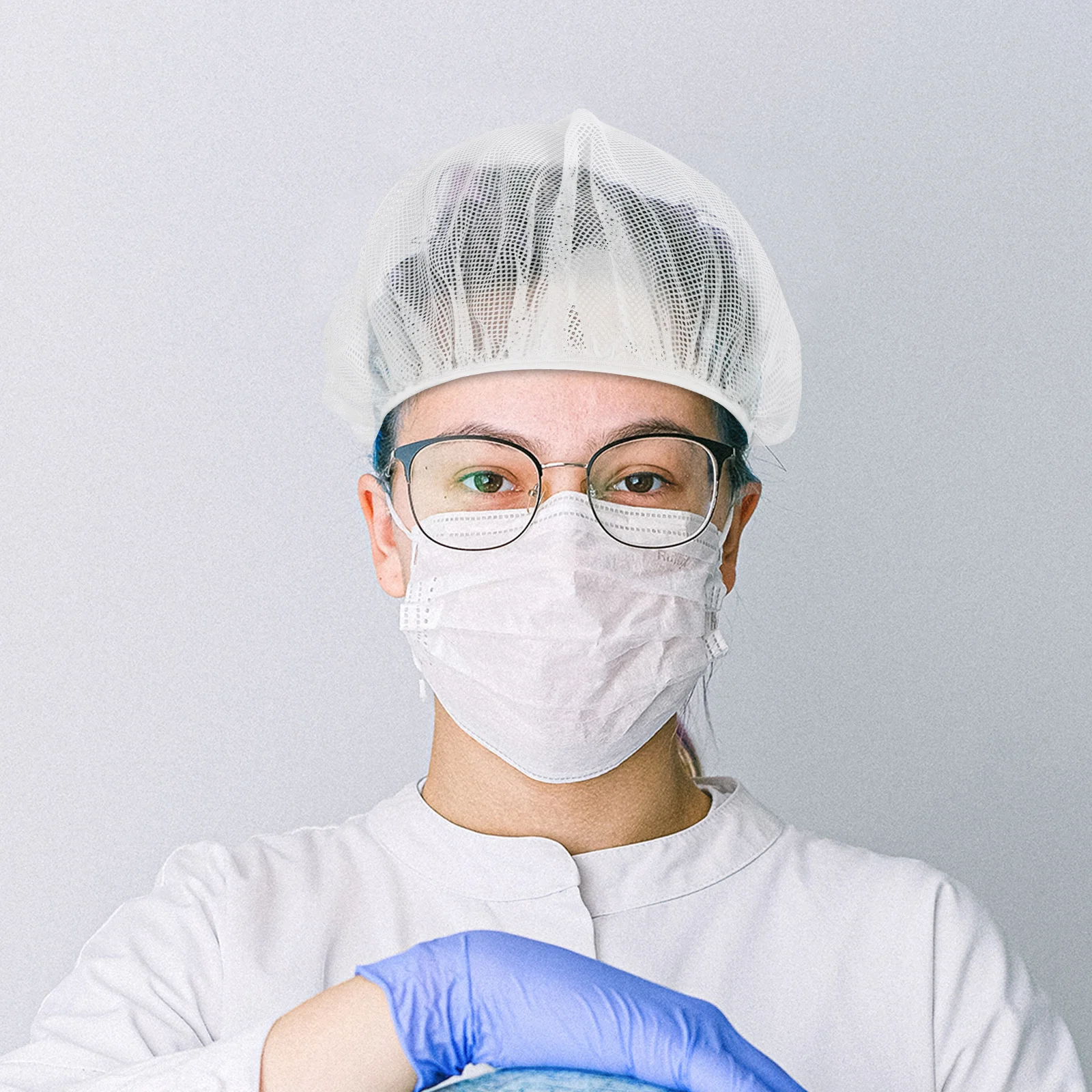 4 個の帯電防止ワークキャップメッシュシェフハット通気性汗吸収調節可能キッチンレストランホテルフードサービスベーキング用