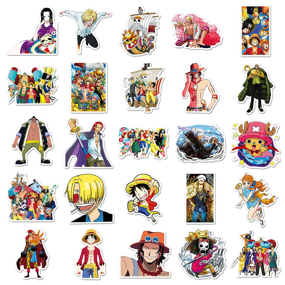 10/30/50pcs อะนิเมะ One Piece สติกเกอร์ Cool การ์ตูน Luffy DIY สเก็ตบอร์ดแล็ปท็อปตู้เย็นโทรศัพท์กันน้ํา Decals สนุกสําหรับของเล่นเด็ก