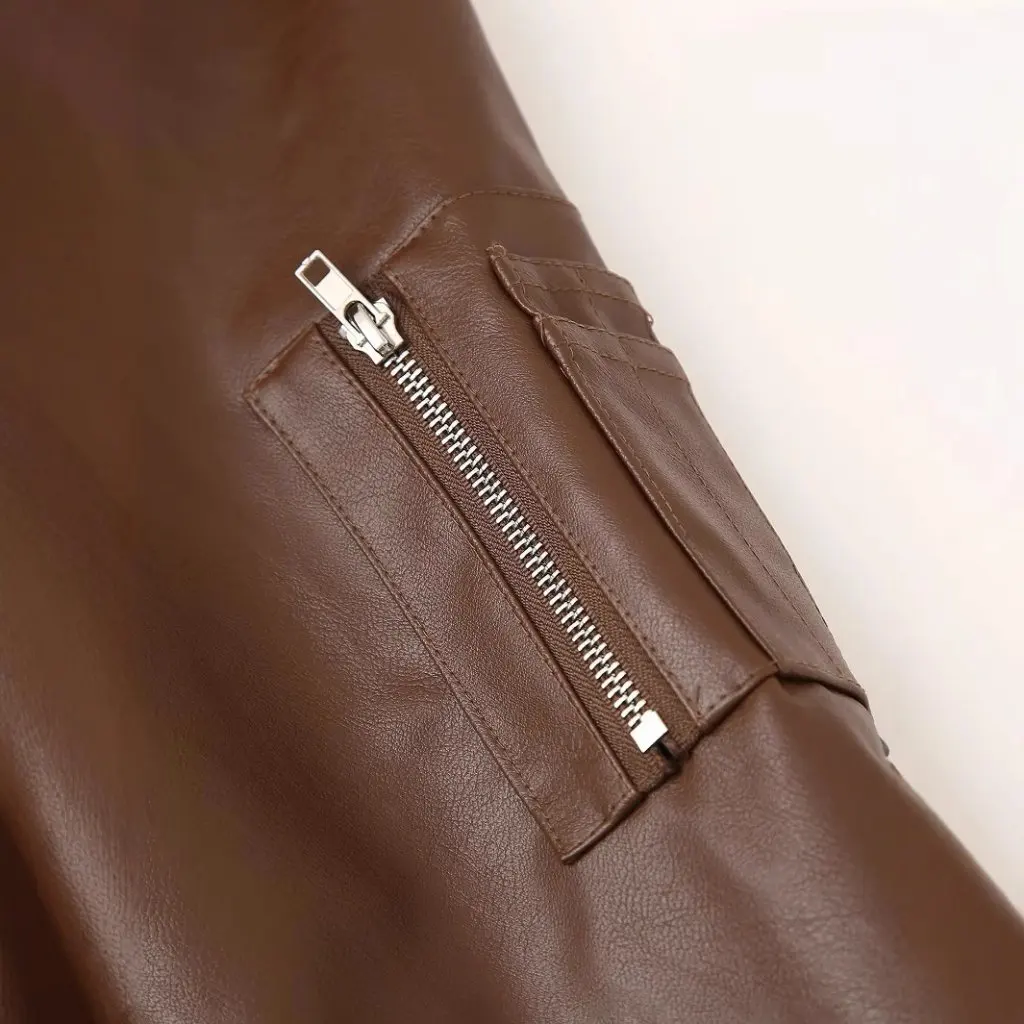 

Women's Sexy Blogger Style Zipper Short Outwear Leather Jacket European And American Style Autumn New Fashion