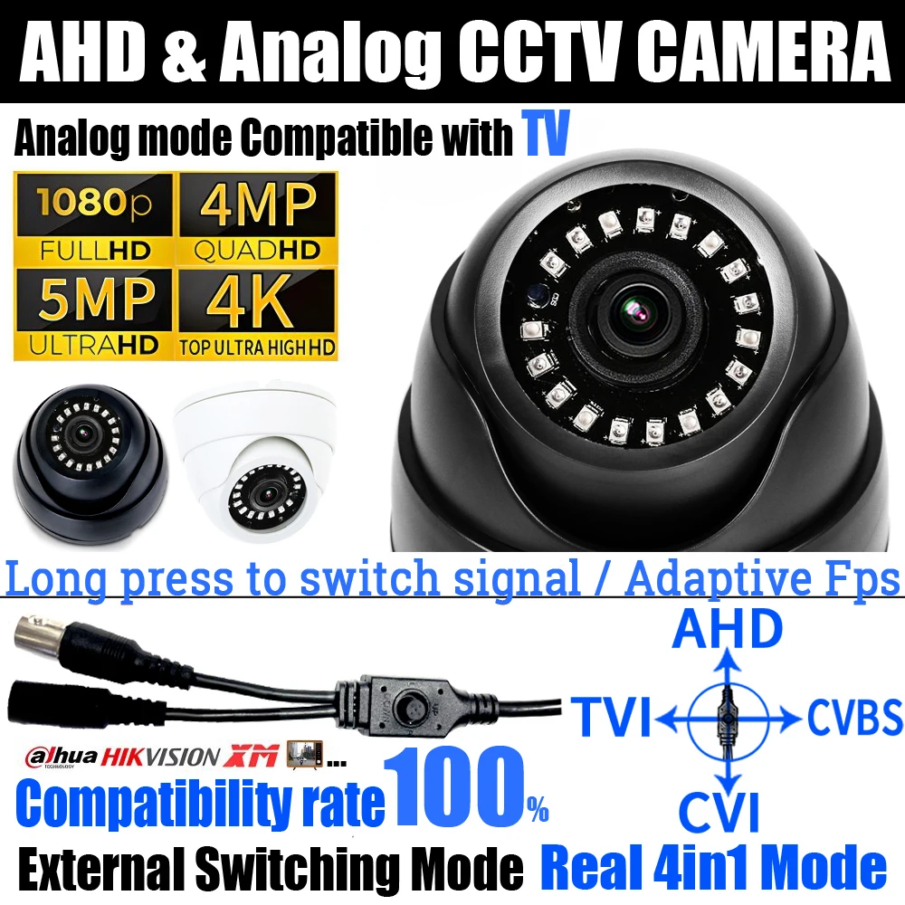 1080P LASER Night Vision 4MP/5MP/8MP Ultra AHD Dome Camera CCTV TVI/CVI/Analog 4in1 External OSD Cable Home Indoor TV Monitor