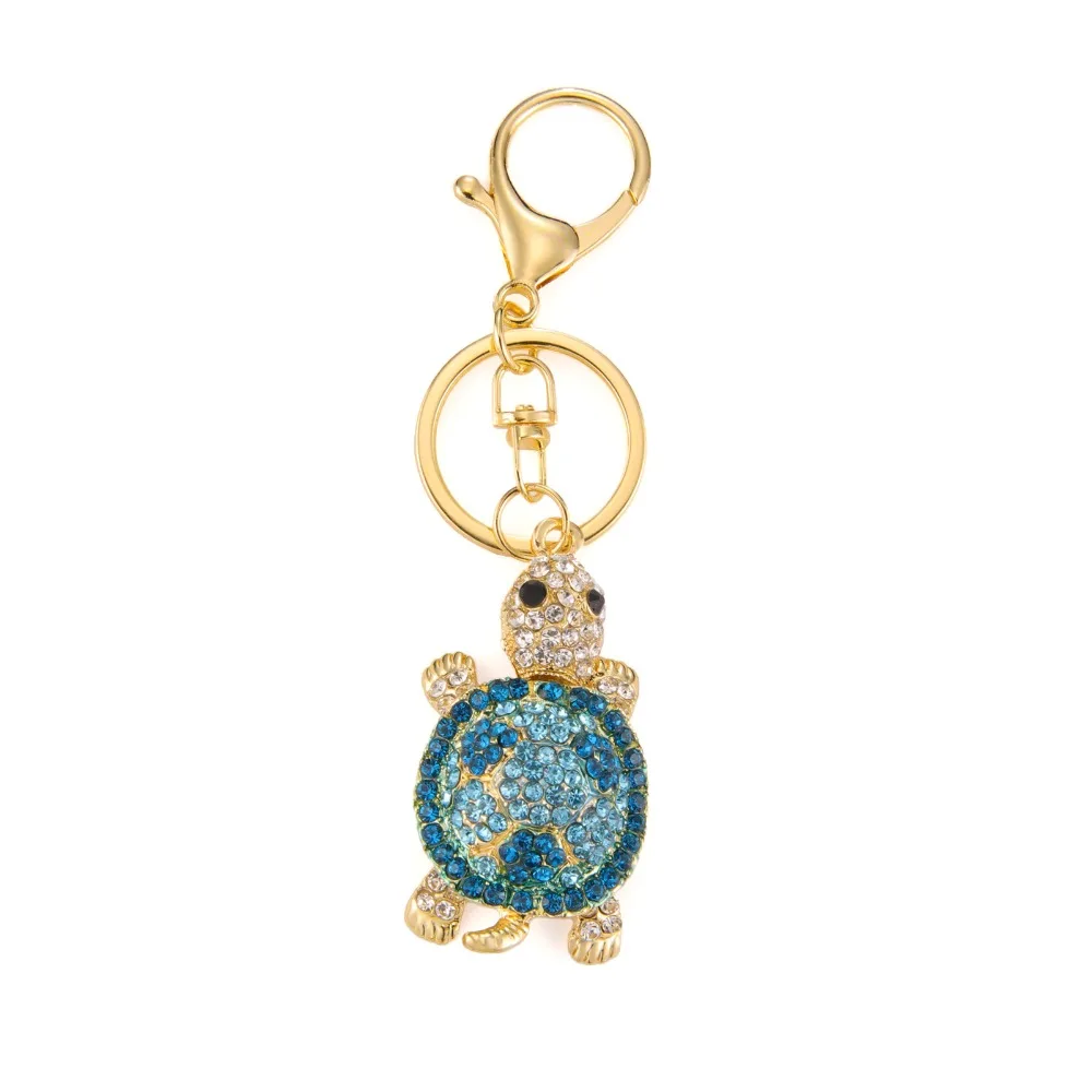 Mini Rhinestones Turtle Keychain Alloy Shiny Cartoon Turtle Keychain Collection Kawaii Rhinestones Turtle Pendant Girls Boys