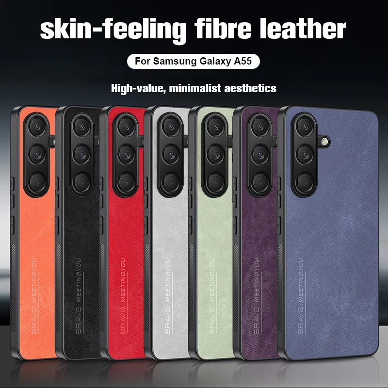 Fiber Leather Skin Feel Phone Case For Samsung Galaxy A55 A35 A25 5G A15 4G Camera Protection Back Shell Sumsung a55 a 15 35 25