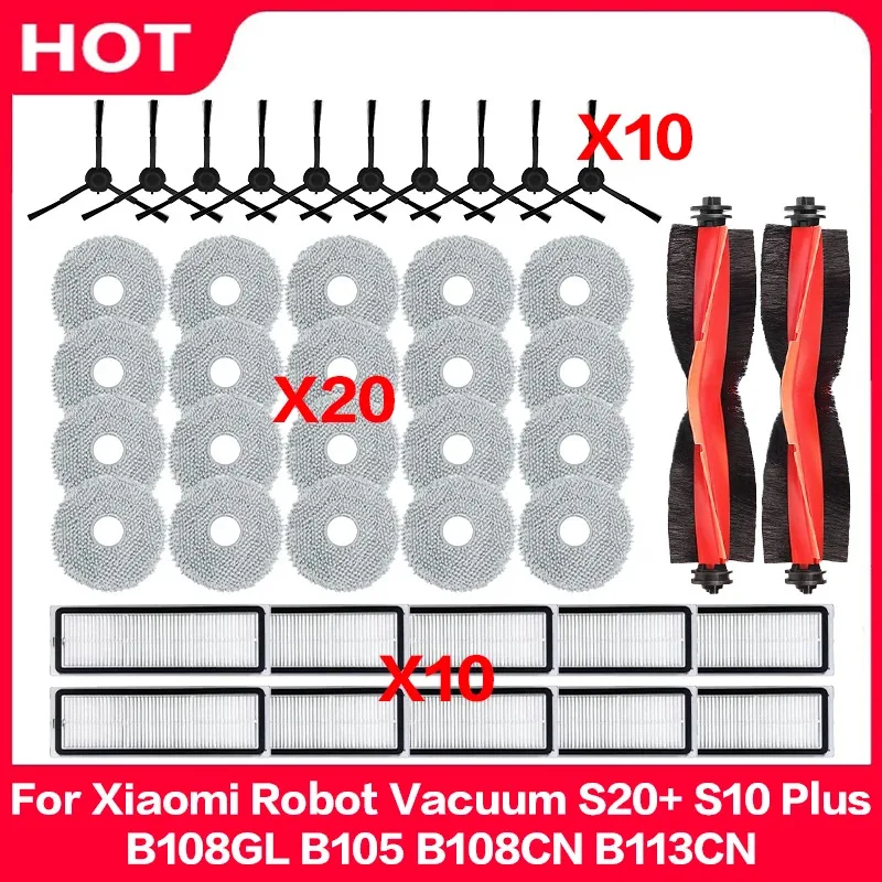 

For Xiaomi Robot Vacuum S20+ / S10 Plus / B108GL / B105 / B108CN B113CN Spare Parts Filter Main Side Brush Mop Accessories
