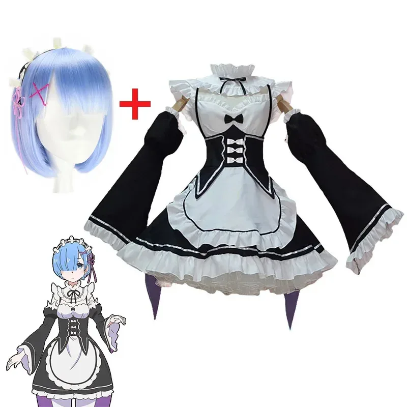 Life In A Different World From Zero Rem/Ram Cosplay Costume Halloween Carnival Funny Maid Sisters Loli Uniform JW956b;4.f'7;j,3'