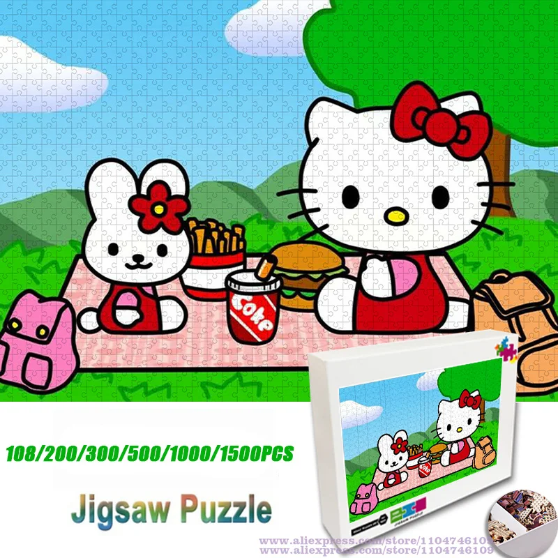 

Sanrio Hello Kitty with Friend головоломка аниме-пазл 108/200/300/500/1000/1500 шт. интеллектуальные головоломки украшение дома