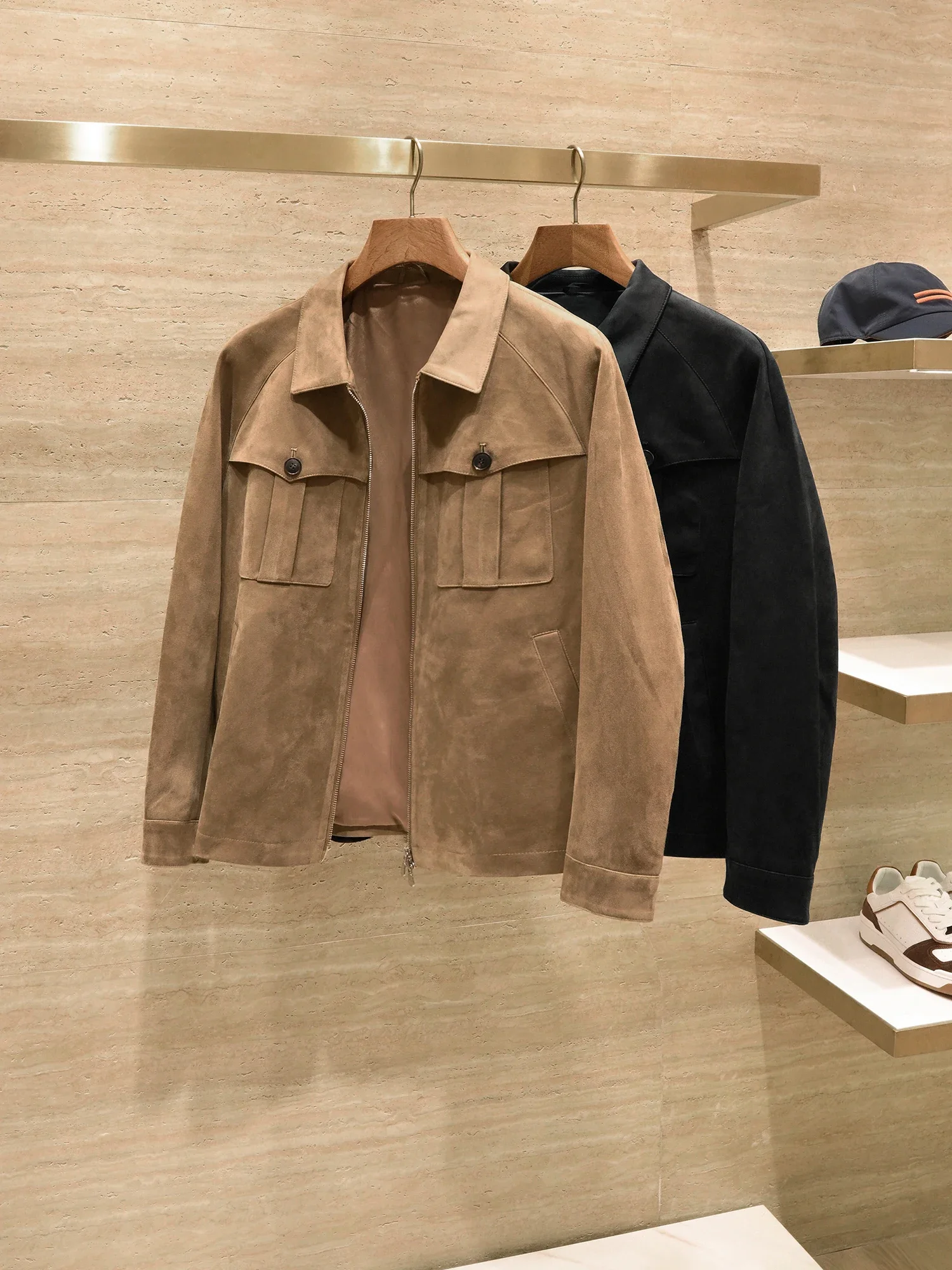 High Quality Stretch Suede Fall/Winter Men's Lapel Casual Jacket