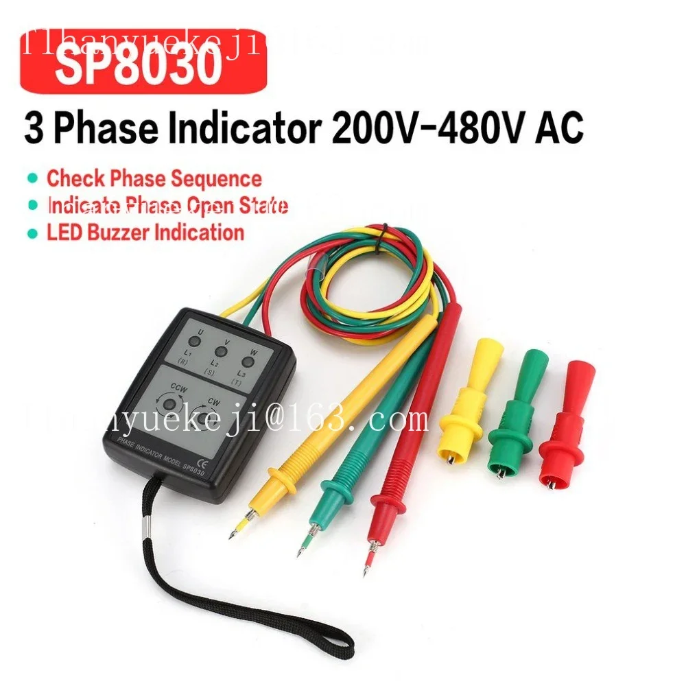SP8030 Three-phase AC Phase Meter Portable Phase Sequence Table Phase Sequence Table Current Detector