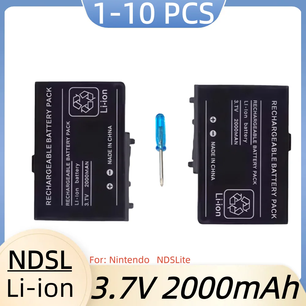 Rechargeable Battery Pack For Nintendo 2000mAh NDS DS Lite Replacement Battery with Screwdriver for NDSL DSL Battery for NDSL