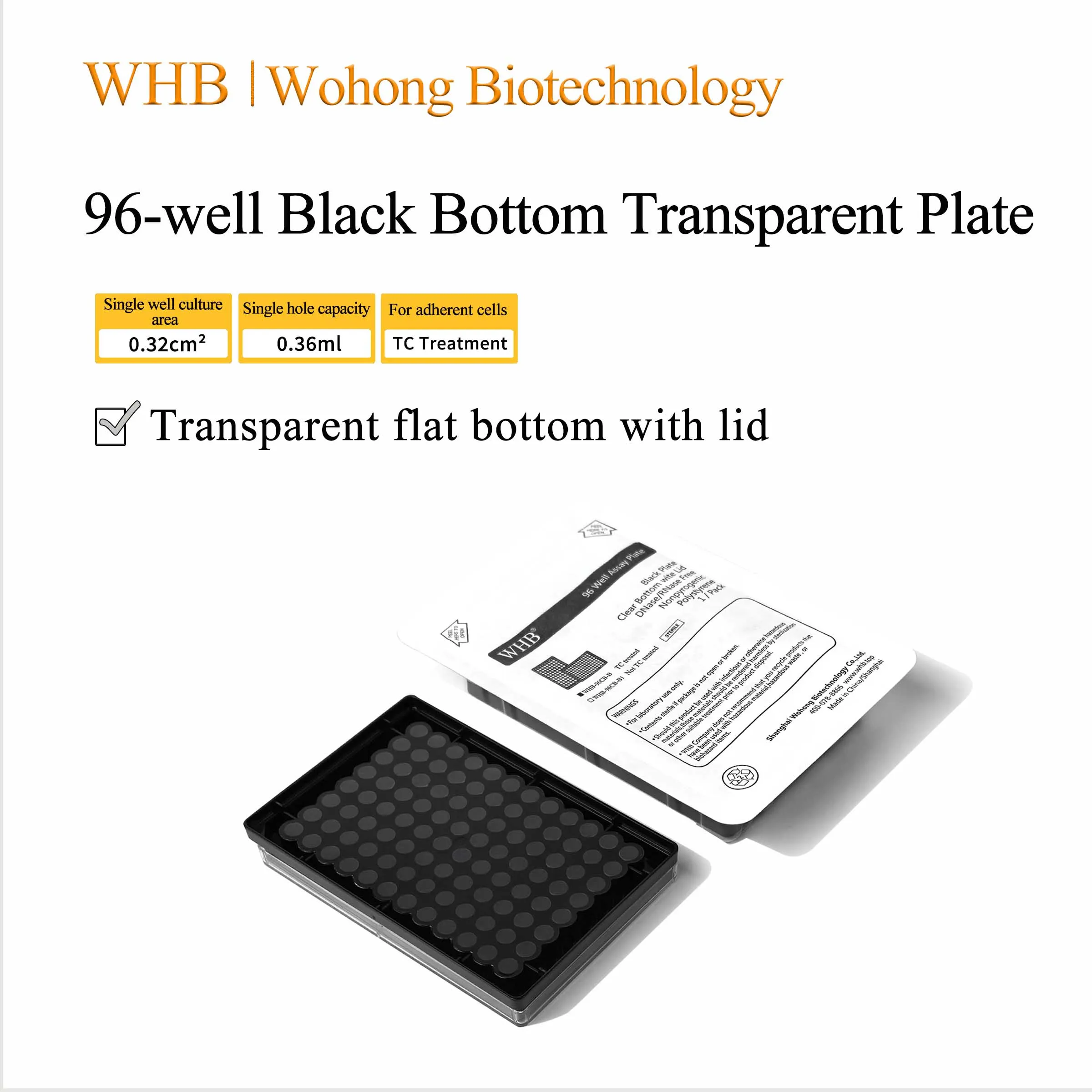96 لوحة ثقافة الخلية الآبار أسود شفاف أسفل البلاستيك التصاق المعقمة أطباق بتري المعالجة لأدوات تجربة المختبر الحيوي #1