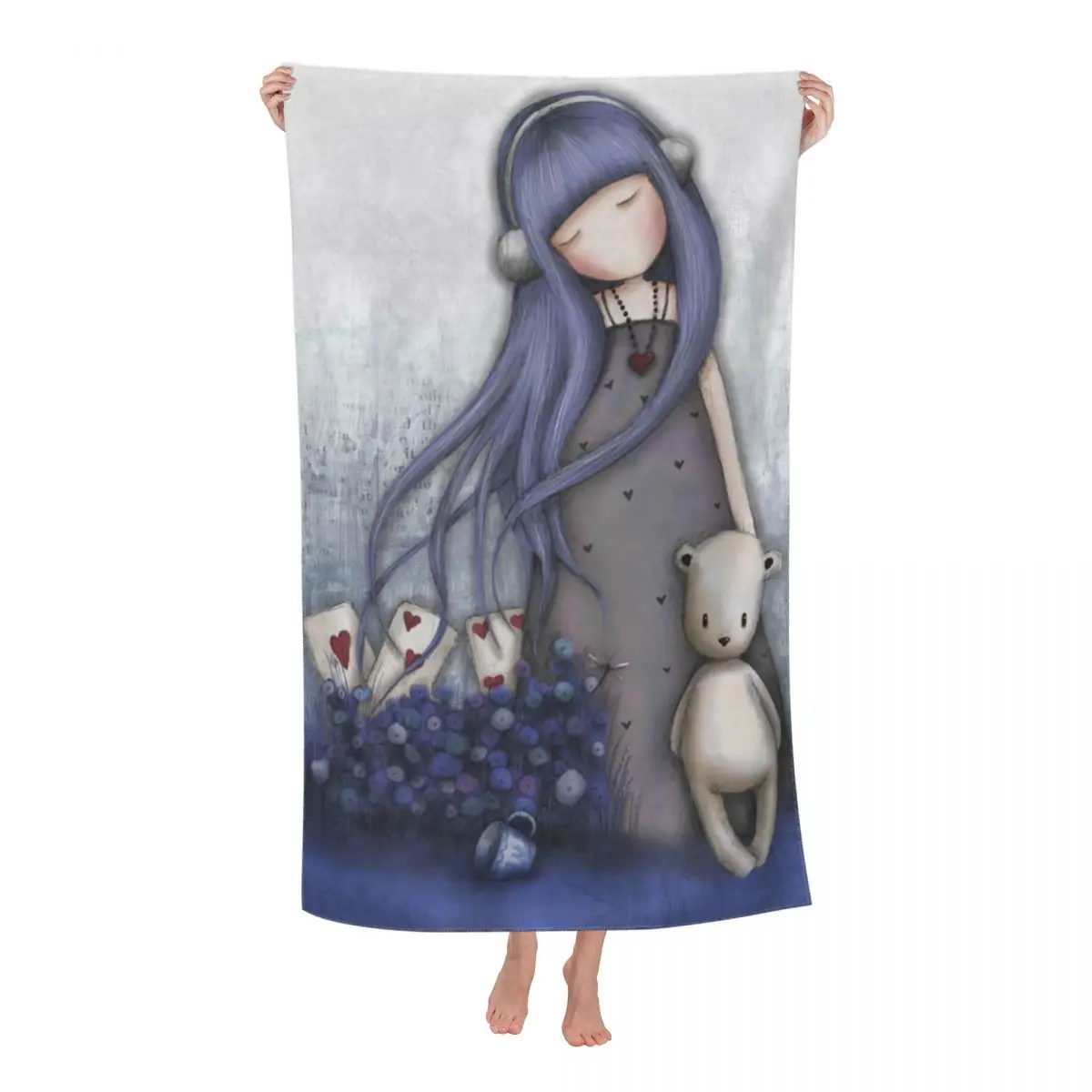 

Custom Santoro Cartoon Gorjuss Beach Towel Cartoon Girl Breathable Microfiber Shower Towels