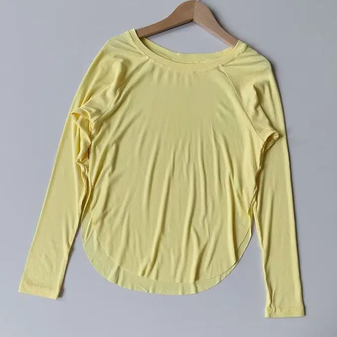 Women Modal Ribbed Yoga Long Sleeve Top Loose Slim Fit Sports T Shirt Cover Up For Autumn Winter Outdoor Fitness Workout