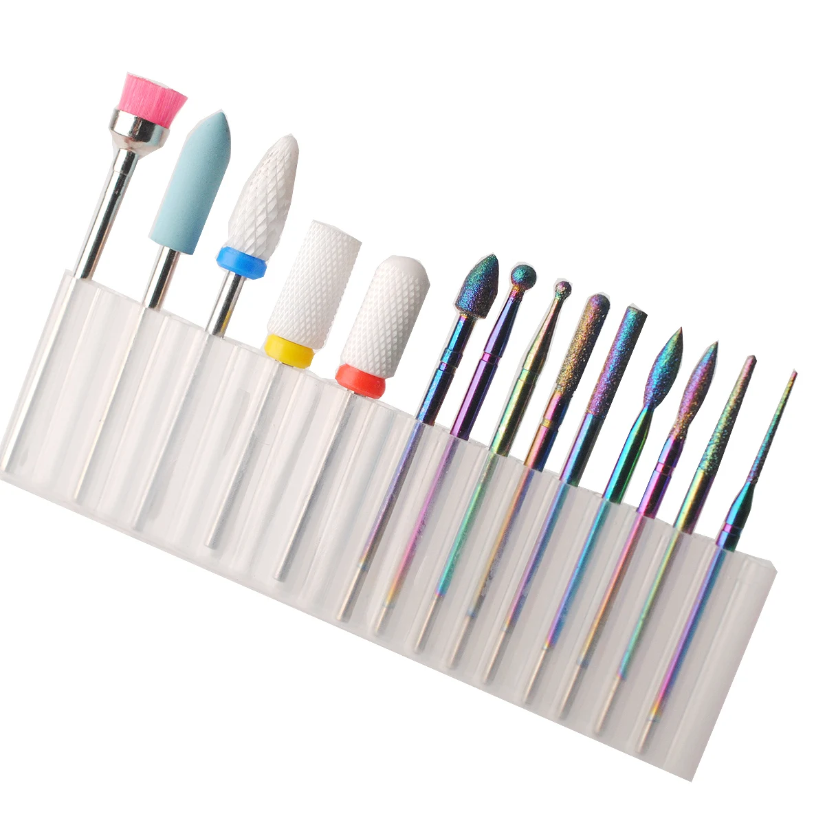 14 Pz/scatola Set di punte per trapano per unghie in ceramica professionale Punta per lima per unghie per manicure elettrica per unghie e cuticole in gel acrilico