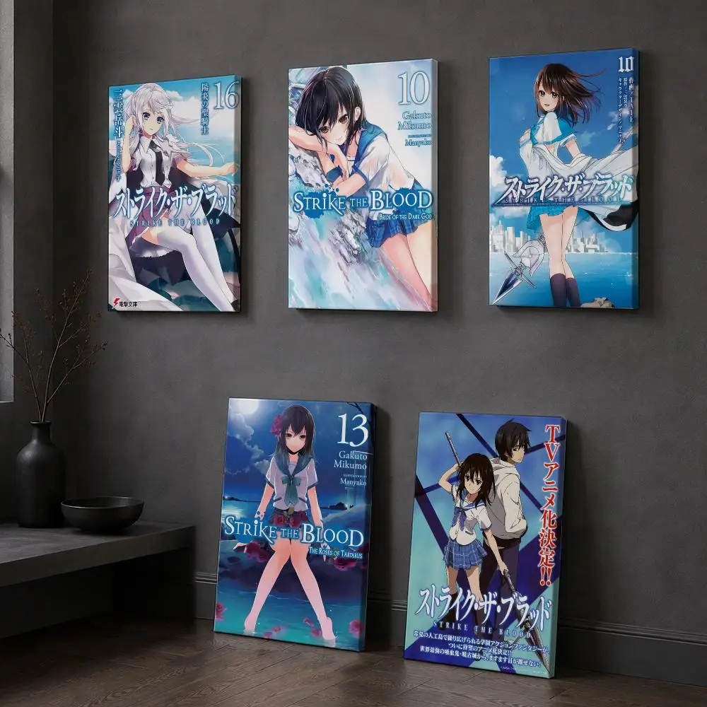 S-STRIKE THE BLOOD Anime Framed Wall Painting Wood Framed Canvas Poster HD Wall Art For Bedroom Hallway Bar Office Home Decor