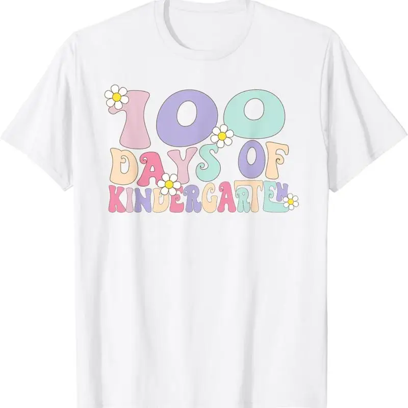 

Retro Groovy 100 Days Of Kindergarten Teacher Kids Toddler T Shirt