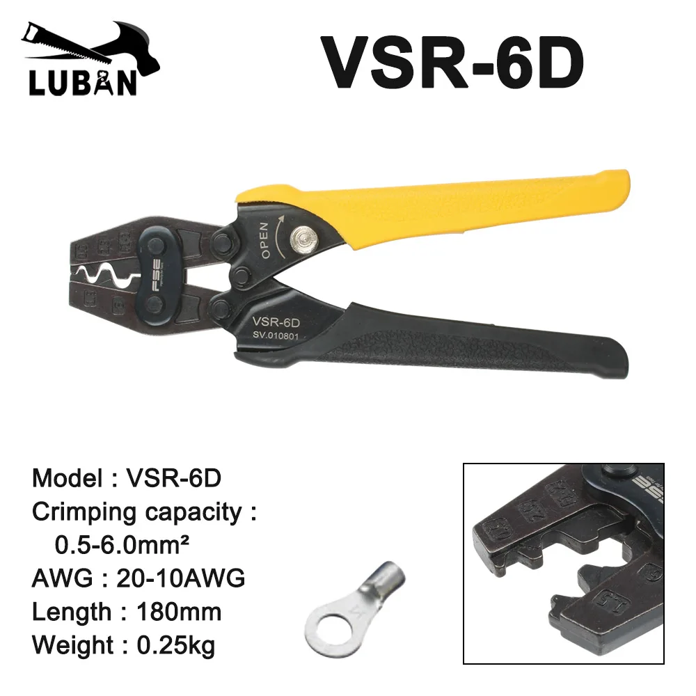 VSR-6D VSR-6DL VSR-16D Crimping Tang untuk 0.5-6mm2 20-10AWG Bare Terminal Versi Upgrade Tangan Alat