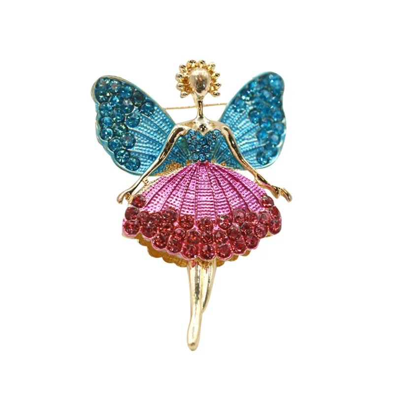 Versión coreana de creativo lindo aleación diamante Ángel chica broche pin mujer suéter chaqueta con accesorios venta directa de fábrica